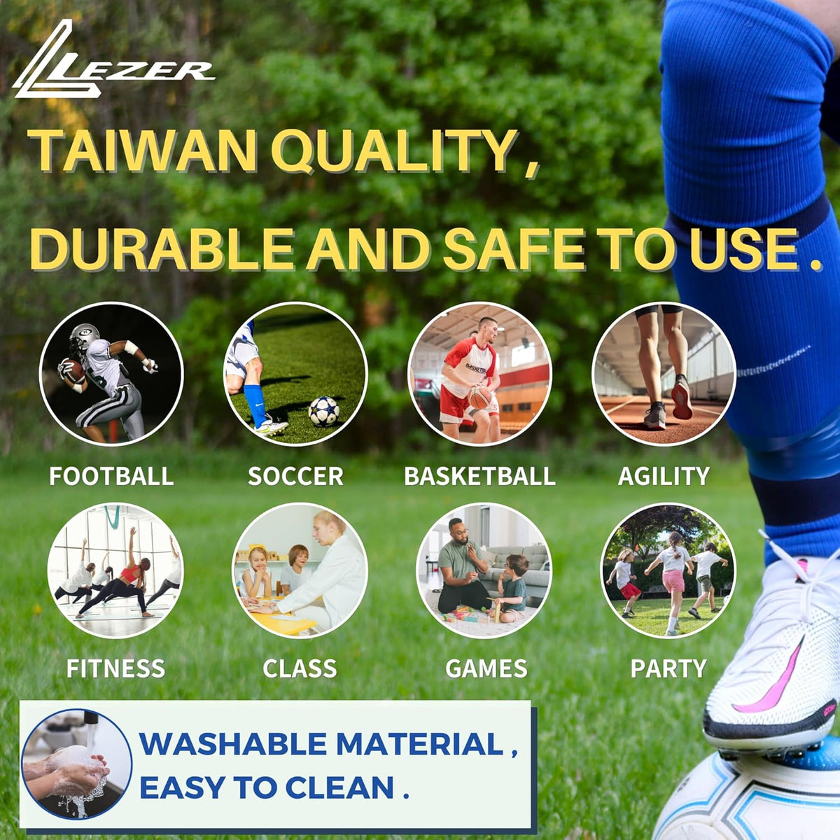 LEZER 9 Inch Flat Cones, Spot Markers, Soccer Cones, Field Court Markers, Sit Spots, Flat Discs, Soccer Training Equipment, Agility Practice, Football, Made in Taiwan