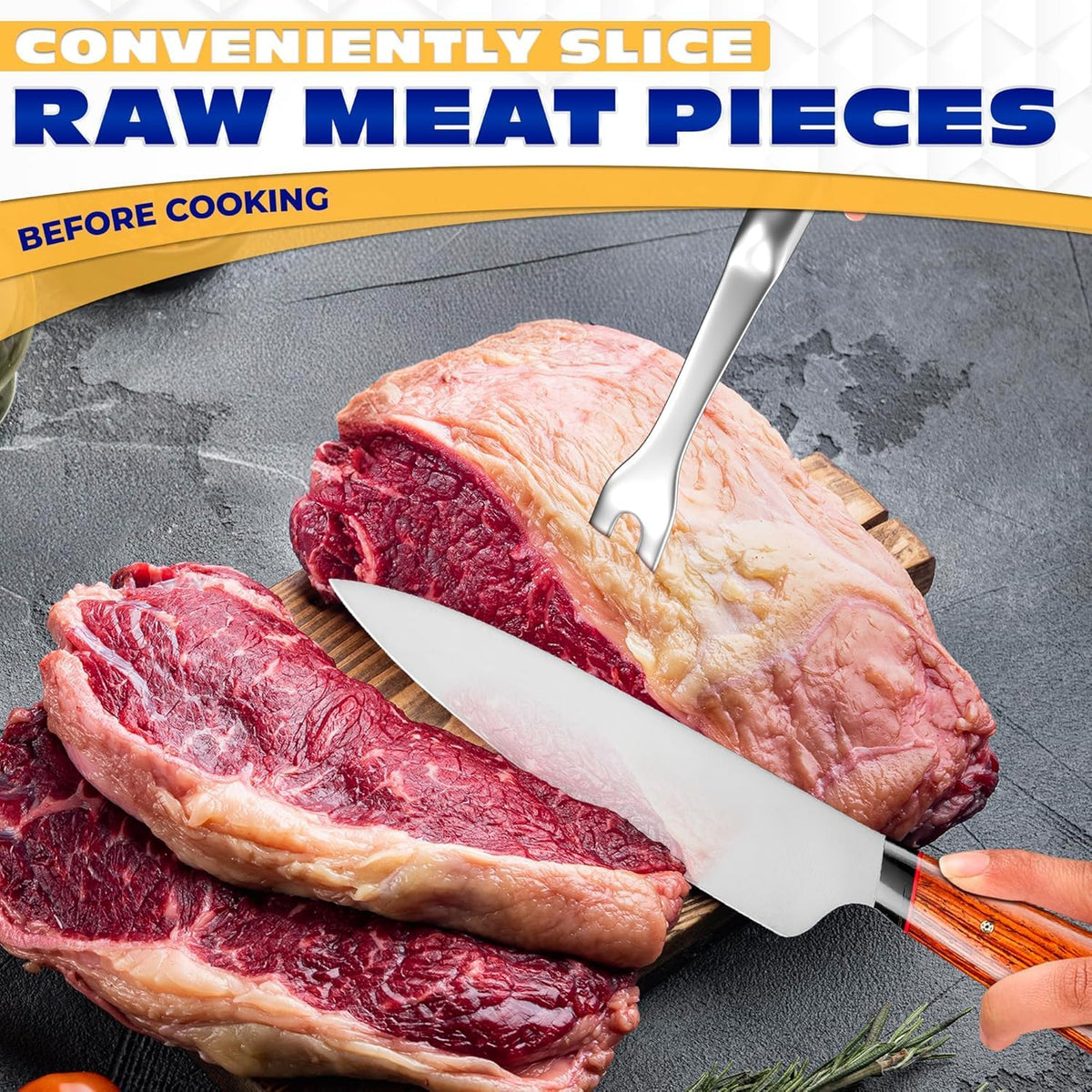 Two Pronged Carving Fork for Meat - 11" Stainless Steel Meat Fork, Rust Resistant, Difficult to Break, Comfortable Handle, Easy to Clean, Lightweight, for Convenient Slicing, Cooking & Serving