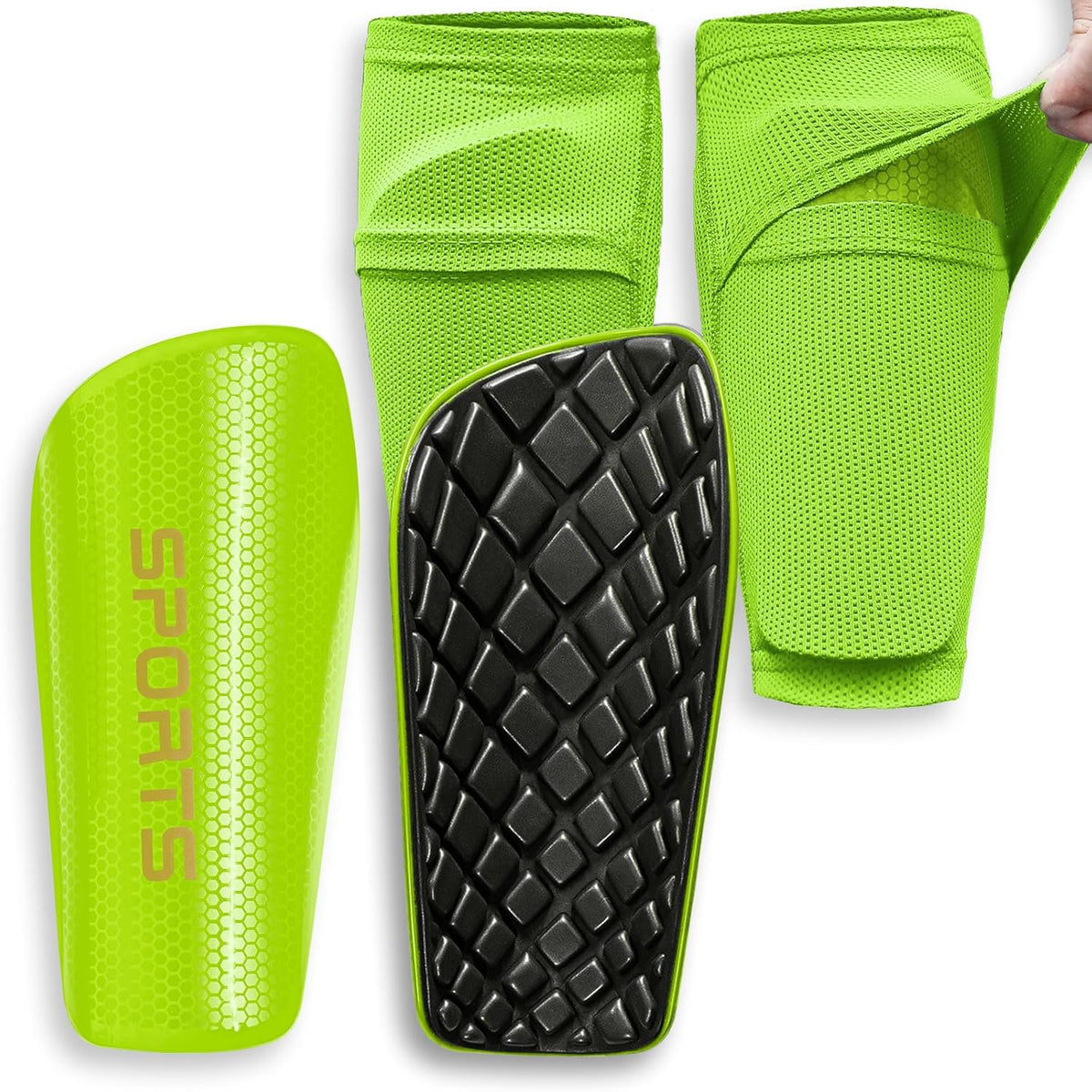 Soccer Shin Guards for Kids Youth Adults - Shin Pads and Sleeves with Optimized Insert Pocket for Boys Girls Men Women for Football Games - Protective Soccer Equipment