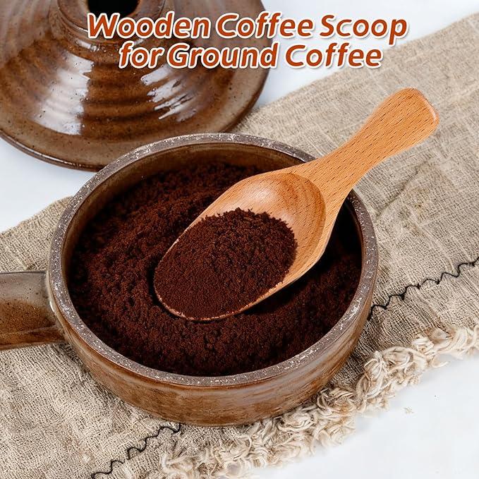 Coffee Scoop for Ground Coffee, Wooden Scoops for Jars, Scoops for Canisters, Tea, Sugar, Flour, Bath Salts, Laundry Detergent