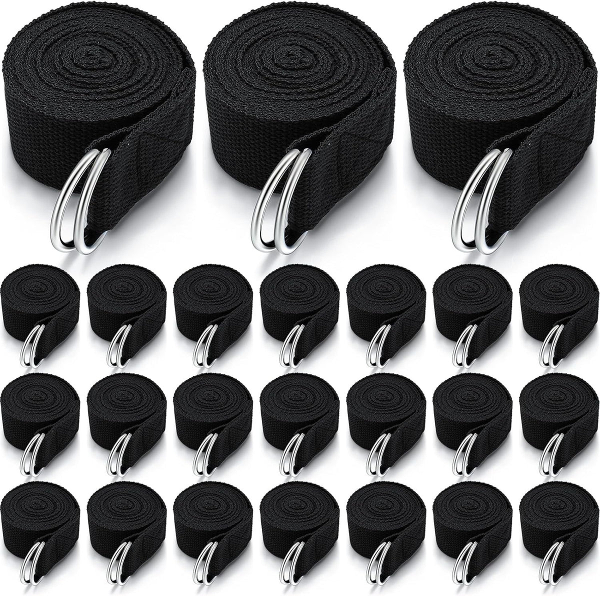 Leyndo 24 Pieces Yoga Strap Stretching Pilates Exercise Adjustable Straps 6 ft Non Elastic Yoga Belt with Adjustable D Ring Buckle for Pilates Gym Workouts Fitness