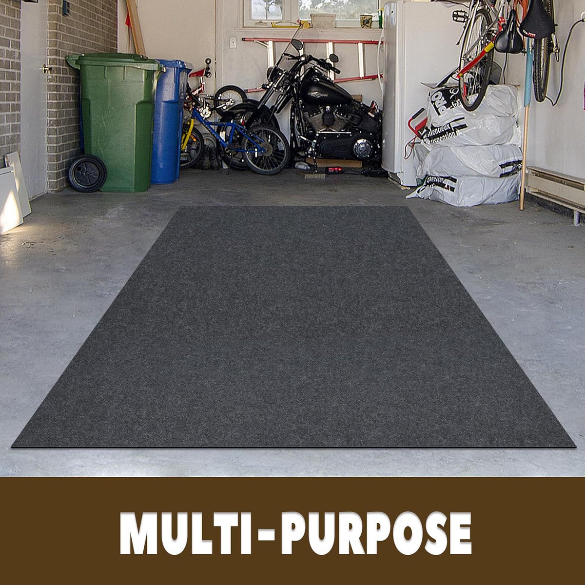 Garage Floor Mat for Small Vehicle, 7'5" x 8'6", Non Slip TPR Backing, Protect Floor from Spills, Drips, Splashes, Absorbent/Durable Pads for Parking, Charcoal
