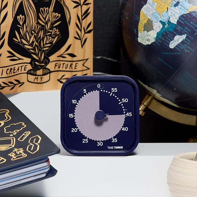 Time Timer MOD Home - Metallic Series - Individual Sized 60 Minute Visual Countdown Timer for ADHD, Adults, Students, and Pomodoro with Silent Operation (Metallic Indigo)
