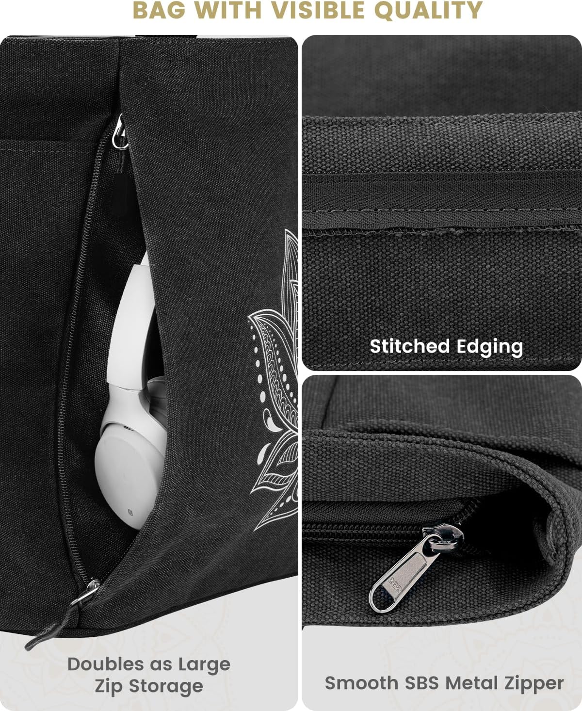 Gonex Yoga Mat Bag, Large Tote Bag with Multi Pockets for Women Men, Canvas Mat Carrier, Full Zipper Easy Access for Pilates Gym Travel