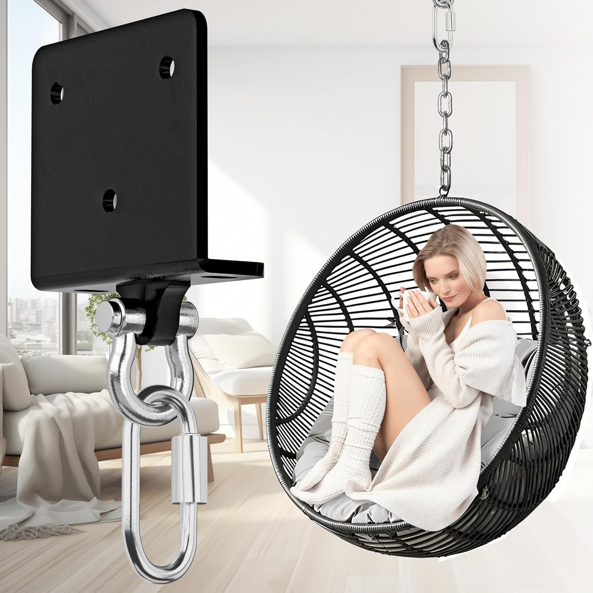 Heavy Bag Hanger for Heavy Bag Beam Mount 360° Rotation Boxing Bag Ceiling Mount I-Beam Punching Bag Hanger Beam Mount Hooks Fit Hanging Punching Bags and Swings (700 LB Capacity)