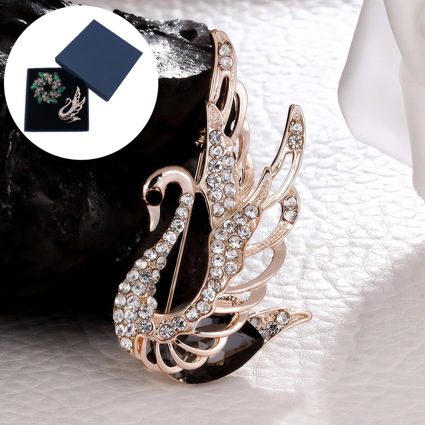 Yaximhozz 2pcs Rhinestone Brooch Pin for Women Dress Elegant Stylish Crystal Brooches Fashion Accessories Pins Lapel Boutonniere Ideas Wedding Christmas Birthday Jewelry Easter Gift (16 Gold TFN/Green)