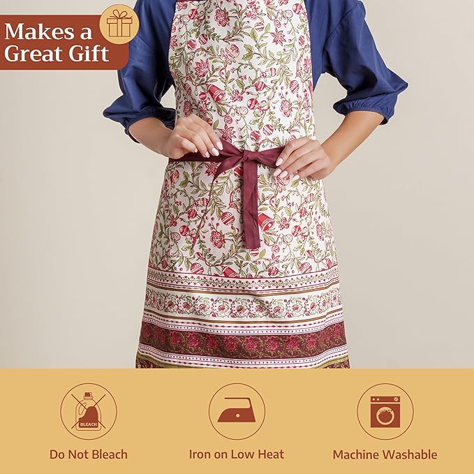 Maison d' Hermine 100% Cotton Apron for women with Pocket Kitchen Chef Apron for Men Cooking Mothers Day Gifts