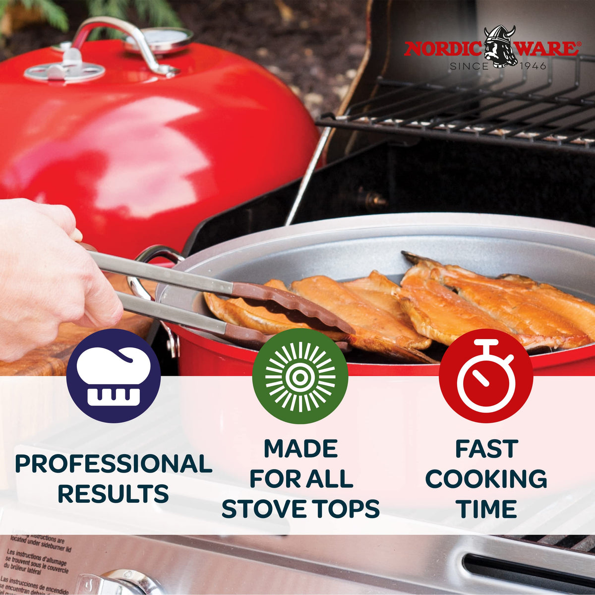 Nordic Ware Stovetop Kettle Smoker, Full Size, Red
