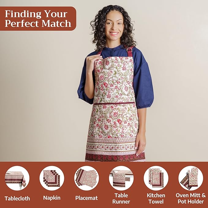 Maison d' Hermine 100% Cotton Apron for women with Pocket Kitchen Chef Apron for Men Cooking Mothers Day Gifts