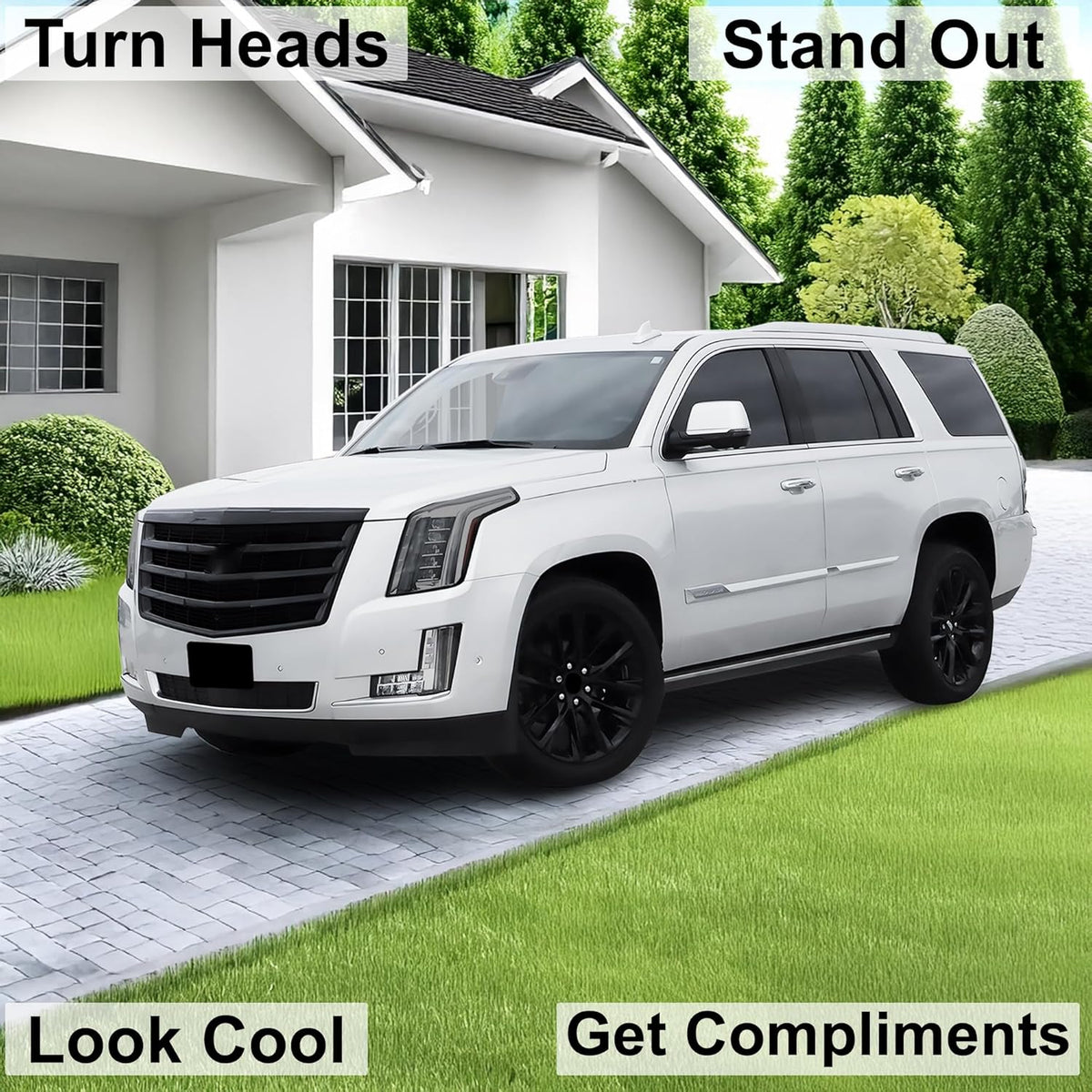 BOGAR TECH DESIGNS Full Headlight Head Light Tint Kit Fits Cadillac Escalade (ESV) 2015-2020, Light Smoke
