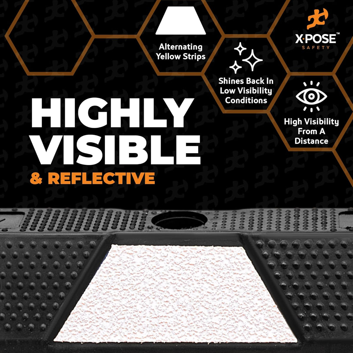 Xpose Safety 72" Heavy Duty Rubber Parking Stopper – Bulk 2 Full Pallets 100 Pack Wheel Blocks for Garage, Driveway, or Ramp – Car Bumper Stop with White Reflective Strips – Removable Floor Mount