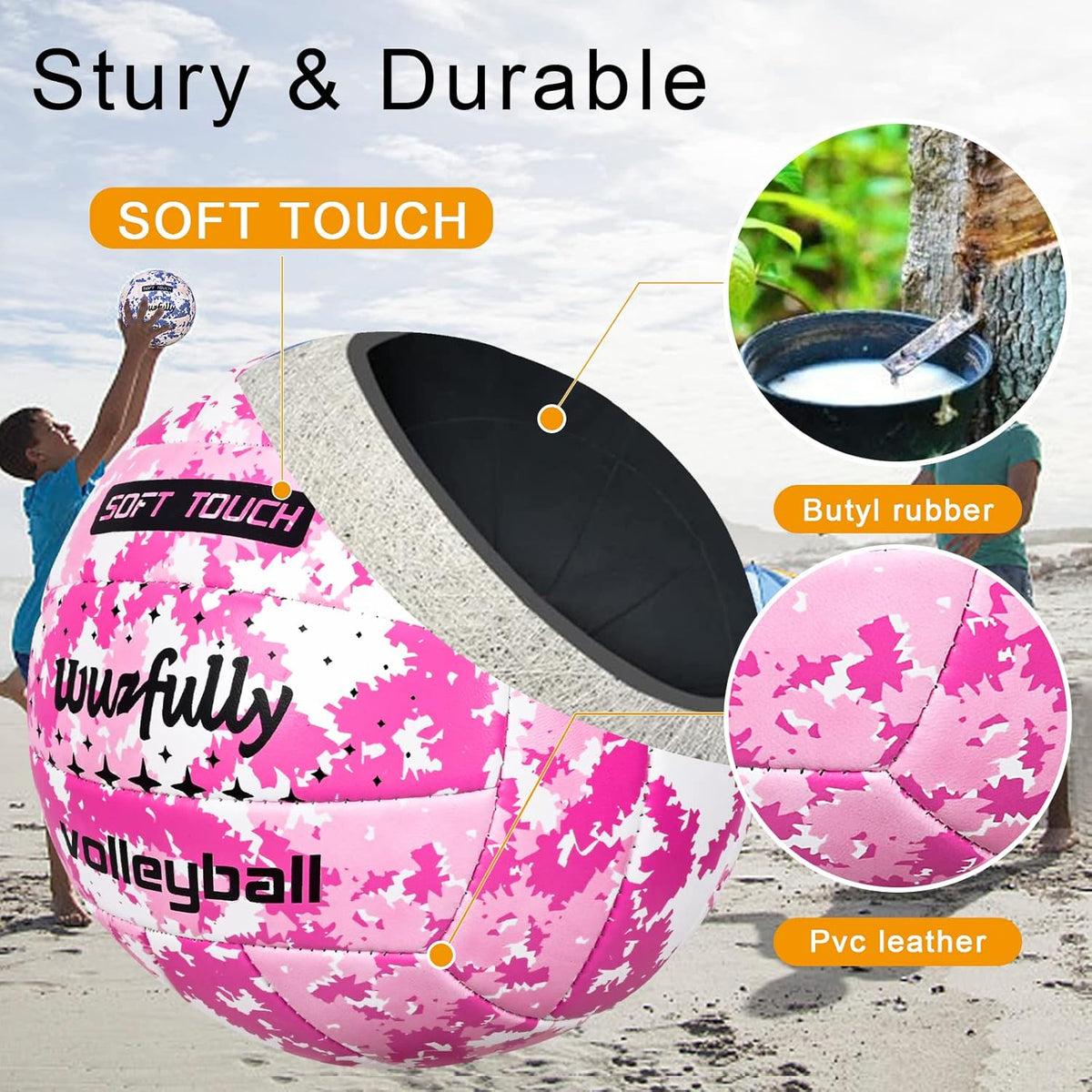 Wuzfully Volleyball Official Size 5,Soft Volleyballs for Backyard Beach Park Play Games Practice Volleyball for Beginner Teenager(Best Gift)