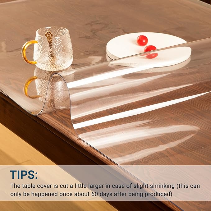 Clear Table Cover Protector Rectangle 42 x 78 Inch, 1.5mm Transparent Plastic Table Protector Waterproof, Anti-Scratch Clear Desk Mat for Office Desktop Dresser Dining Table, FDA Compliant