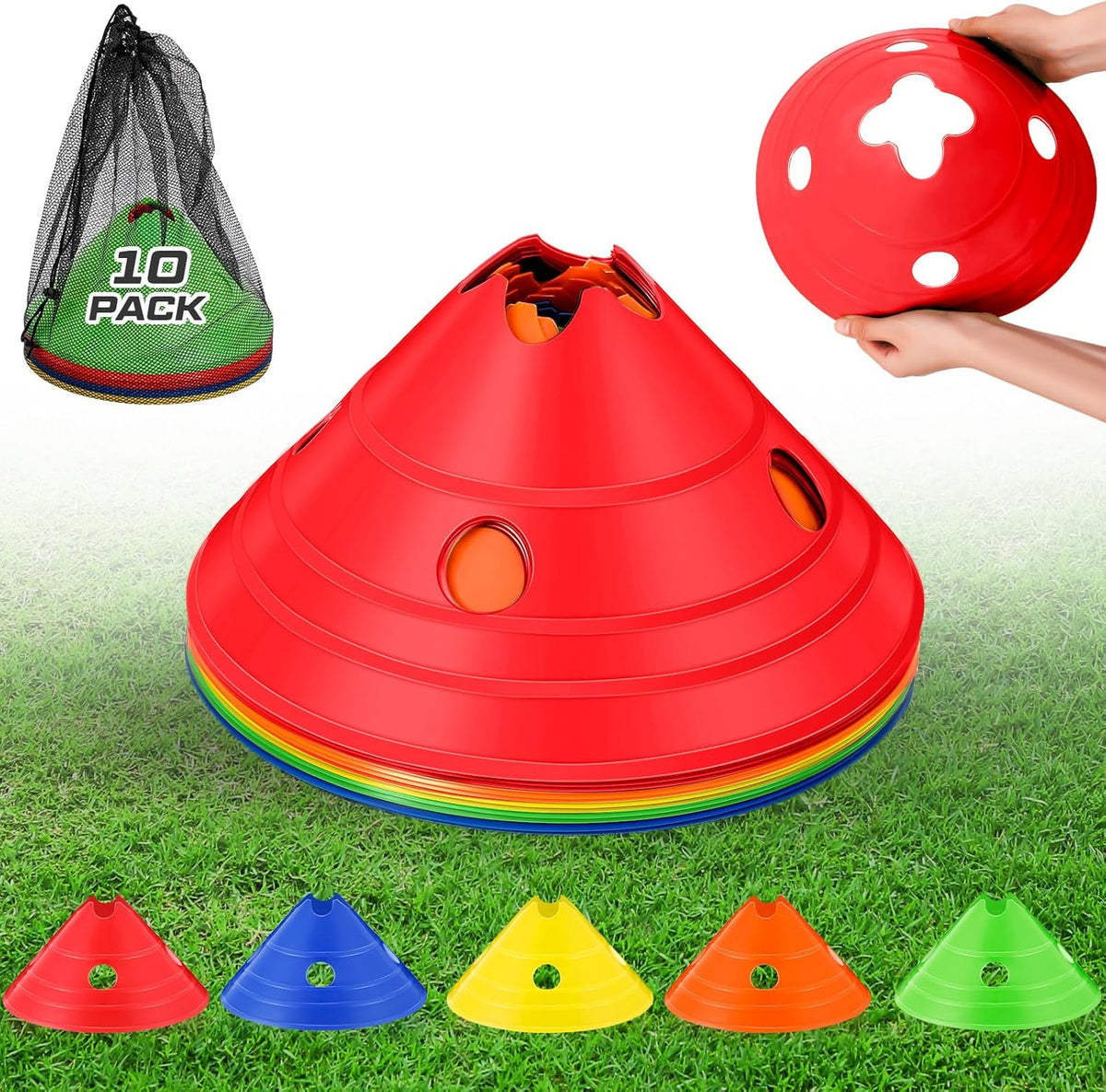 ShinyRelief Jumbo Disc Cones Jumbo Soccer Cones with Mesh Bag Giant Large Agility for Soccer Training Adult Sports
