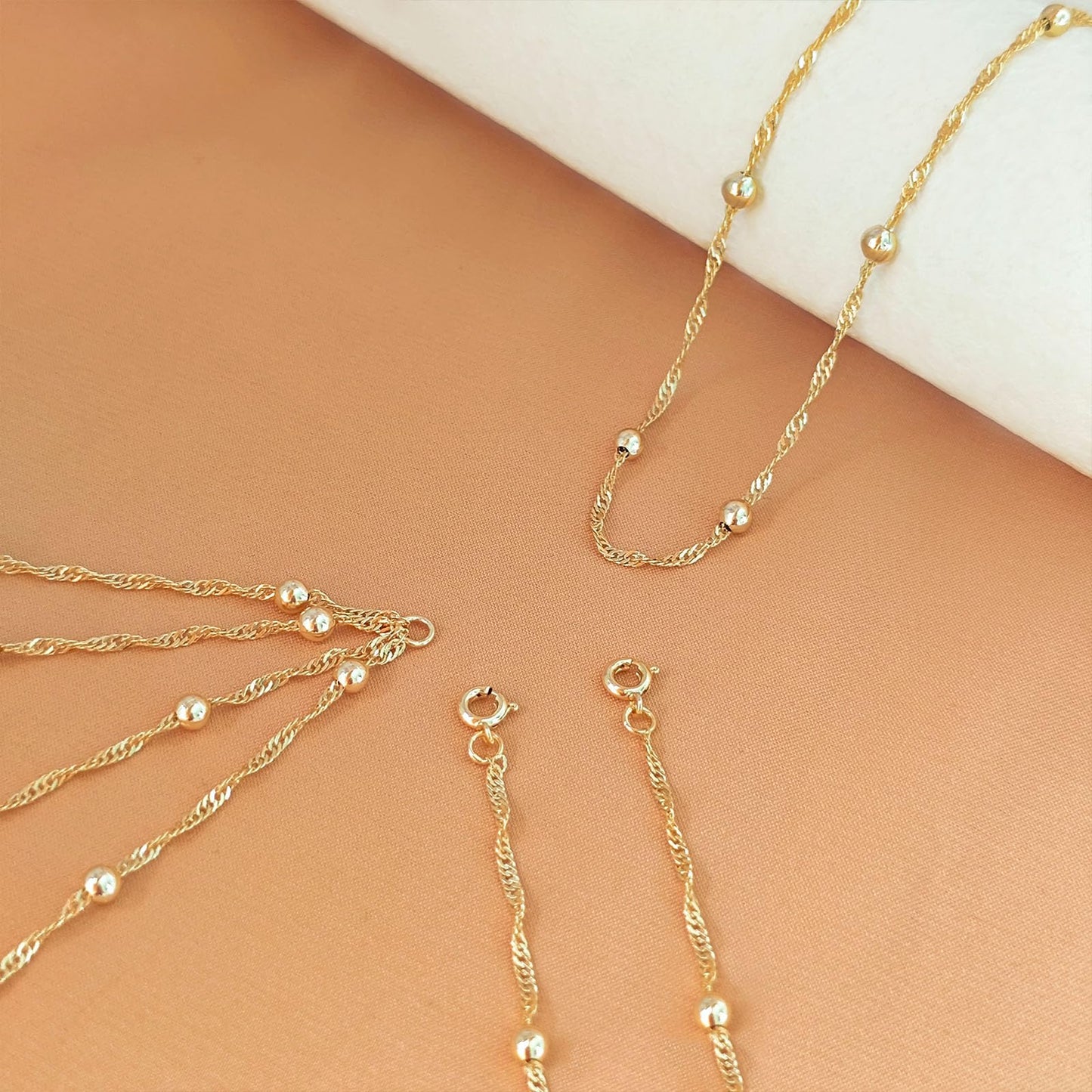 Airmb 14K Gold Plated Body Chain for Women Layered Beaded Chain Adjustable Sexy Beach Body Jewelry Belly Waist Chain Jewelry for Women Gift