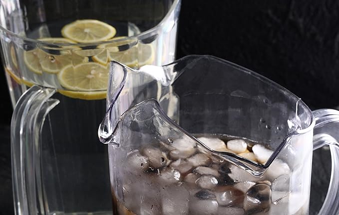 New Star Foodservice Plastic Restaurant-Grade Water Pitcher with 3 Spouts, 60-Ounce, Clear