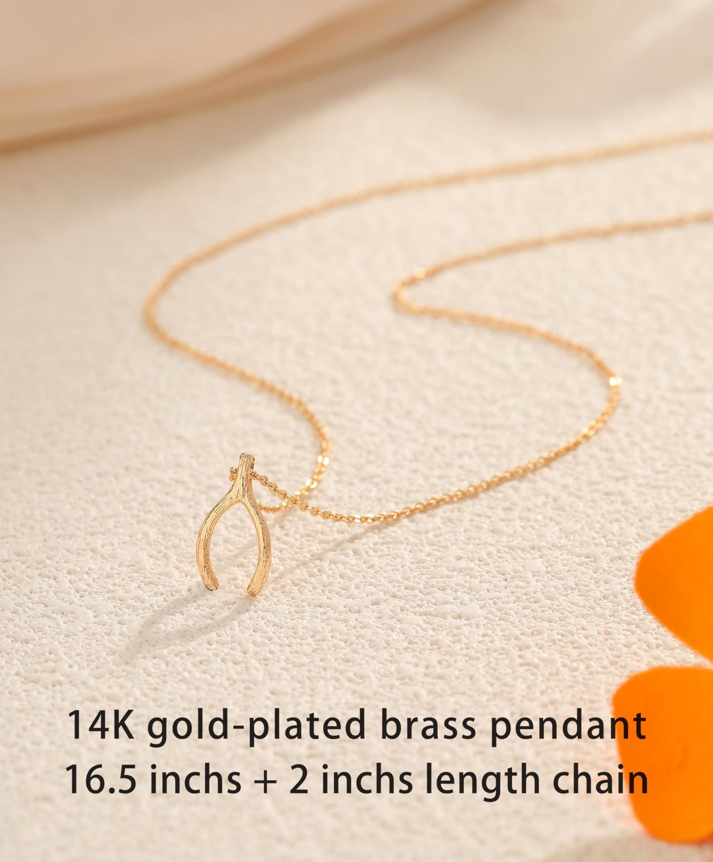 OBSUN Wishbone Necklace for Women 14K Golden Fishbone Necklace Wish Gifts for Women wishbone Charm (Wishbone)