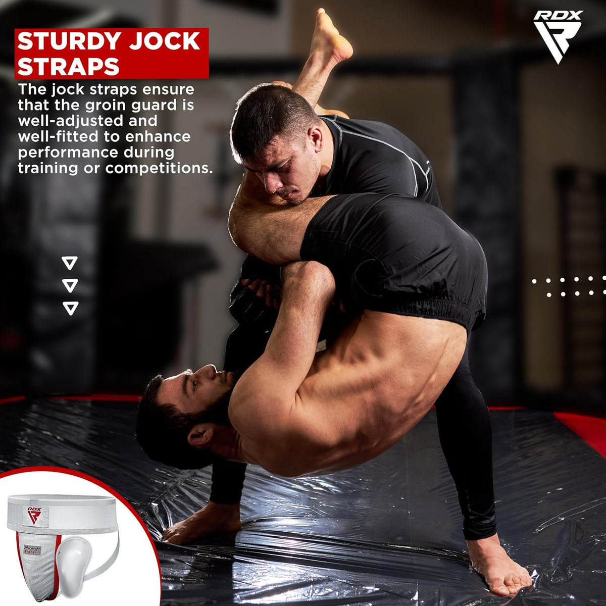 RDX Groin Protector Cup Men, Boxing Kickboxing MMA Muay Thai Sparring Groin Guard, Ventilated Adjustable,Karate Fighting Training, Underwear Jiu Jitsu BJJ Protection, Boys Youth