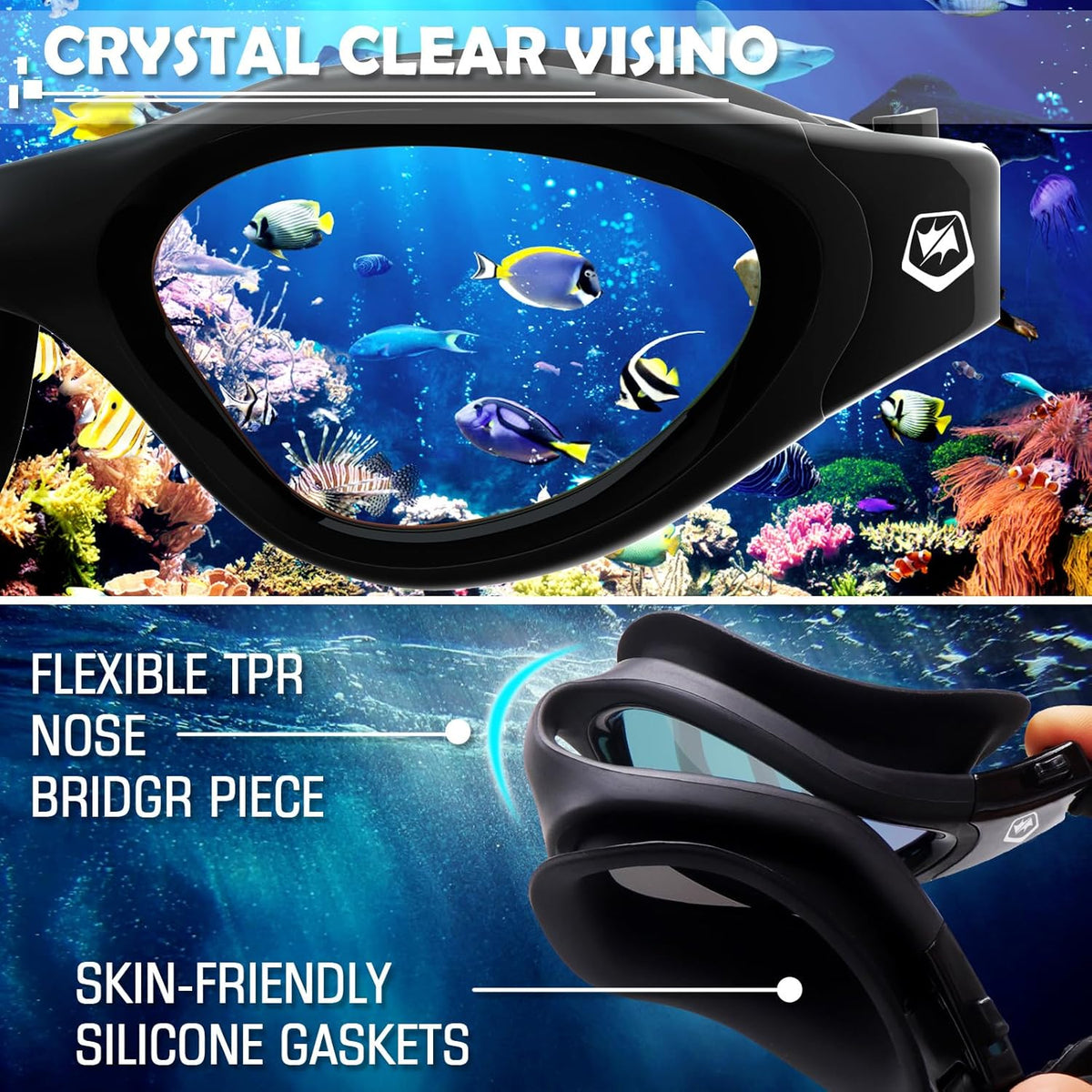 WIN.MAX Polarized Swimming Goggles Swim Pool Goggles Anti Fog Anti UV No Leakage Clear Vision for Men Women Adults Teenagers