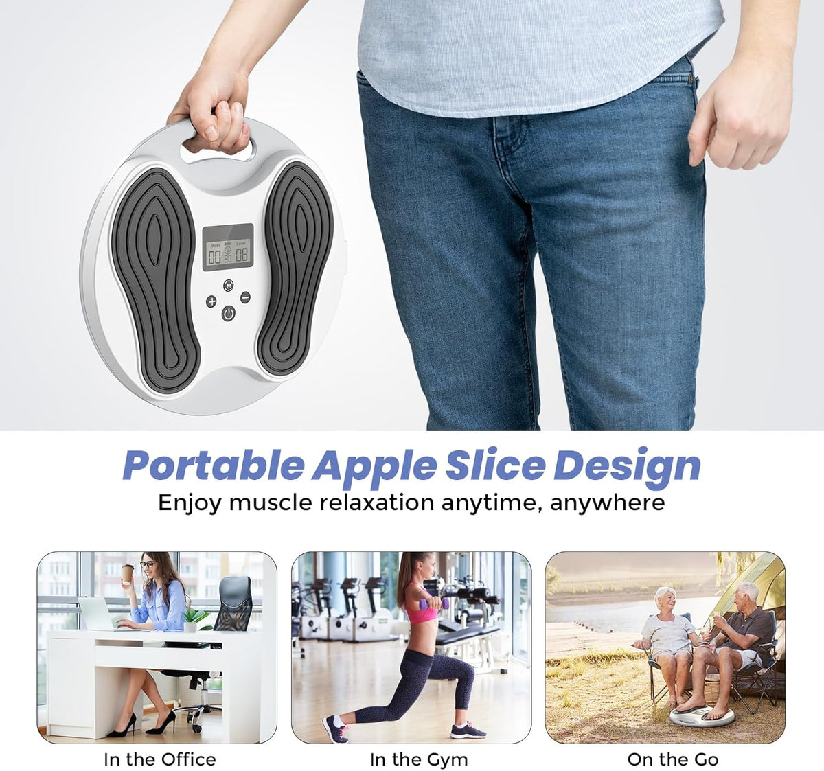 EMS Foot Massager for Neuropathy Relief, TENS Foot Nerve Circulation Stimulator for Pain Relief, Muscle Stimulator with 4 Body Pads, Relieves Swelling, Cramps, Plantar Fasciitis