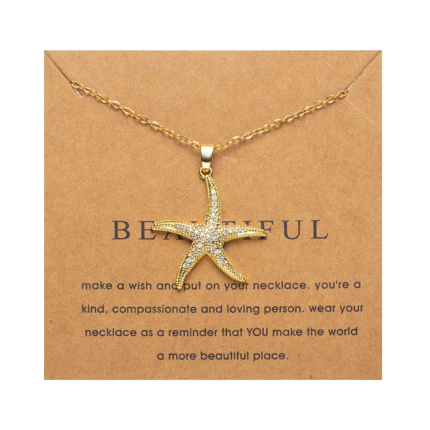 ZKJTEARY Starfish necklace for Women Trendy Dainty 18k Gold Plated Cubic zirconia Beach Charm Pendent Necklace Minimalist Delicate Starfish Jewelry for Women Christmas Gift(starfish)