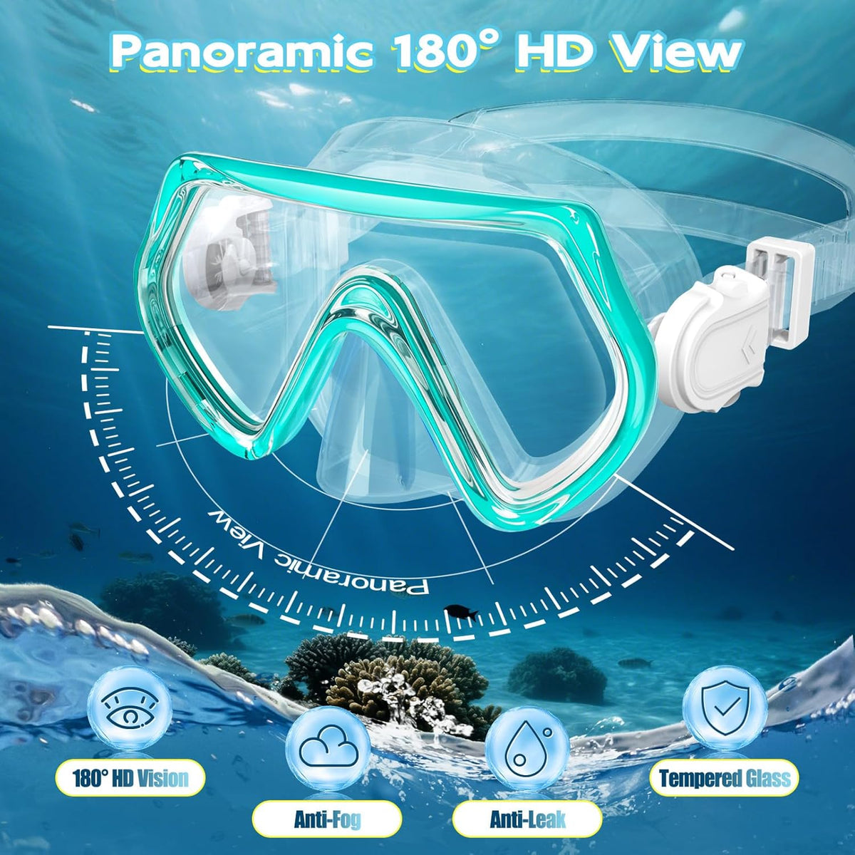 Snorkeling Gear for Kids, Kids Snorkel Set for Ages 3-14, Anti-Fog Diving Mask and Dry Top Snorkel Combo Set, Unisex Swimming Goggles