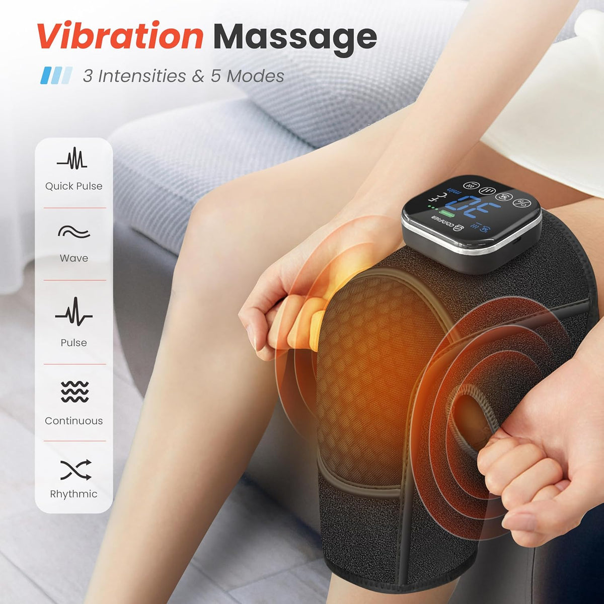 COMFIER Cordless Knee Massager with Heat & Vibration,Heated Knee Brace Wrap for Arthritis, Graphene Knee Heating Pad for Knee Pain, Electric Knee Support, Gifts for Men Women (1 Pack)