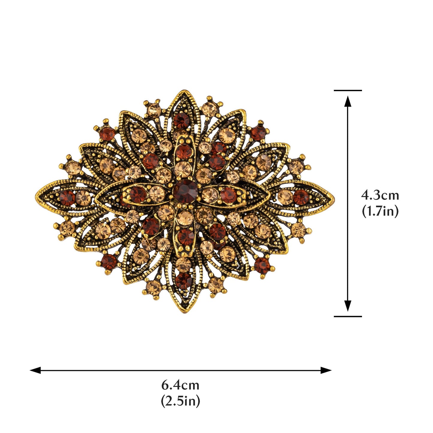 HAISWET Vintage Art Deco Crystal Rhinestone Brooch Pin for Women Brown