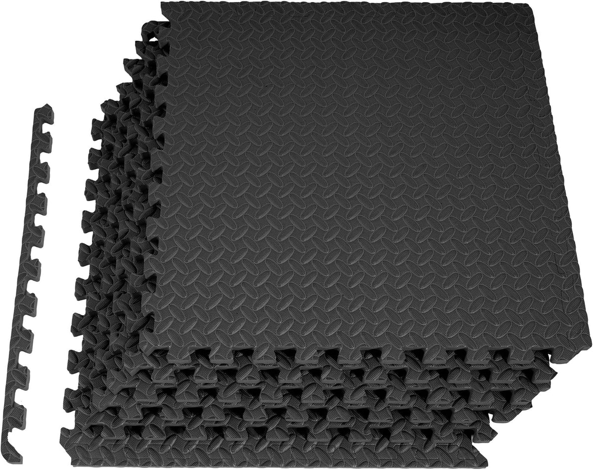 Puzzle Exercise Gym Flooring Mat, 3/4" Thick High-Density EVA Interlocking Tiles Workout Mat for Home Gym, Fitness Equipment, MMA, Gymnastics, 6-Piece Shock-Absorbing Exercise Mat (24 Sq Ft)
