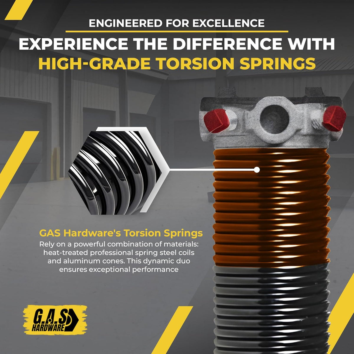 Garage Door Torsion Springs 273x2x36 Includes 1” Steel Bearing, Gloves, and Winding Bars for Left and Right Side of Garage Door Precision E-Coating 5-Year Warranty Minimum 30,000 Cycles (Pair)
