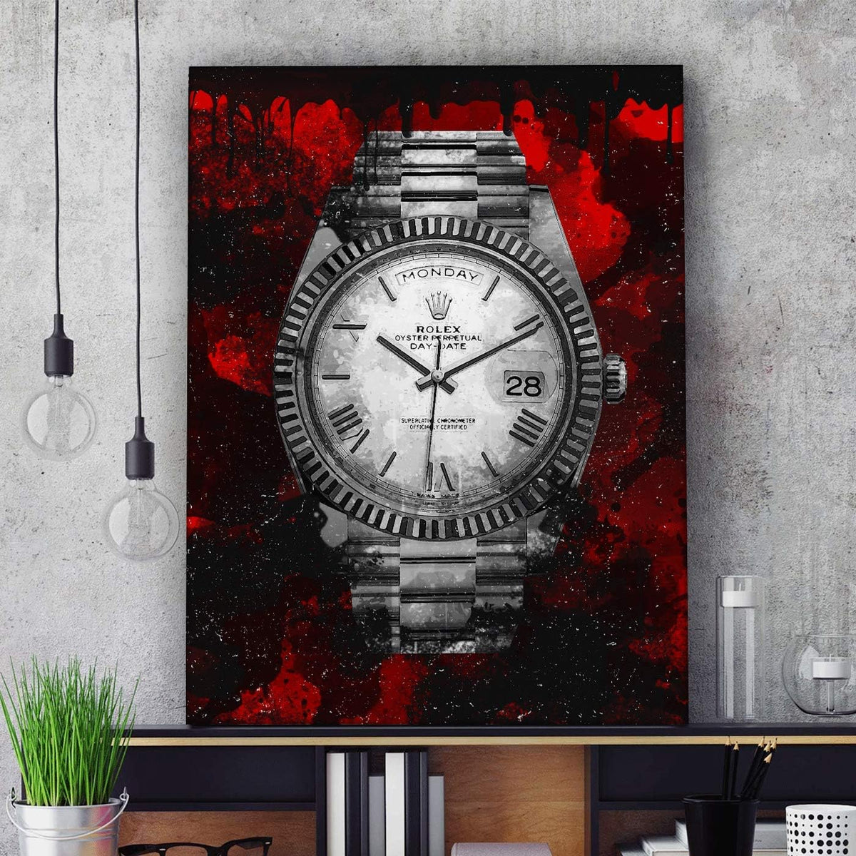 Luxury Watch Canvas Print Office Wall Decor Modern Art Pop Culture Decoration Inspiration Clock Timer Prints Framed Arts Walls Furniture (48" x 36")