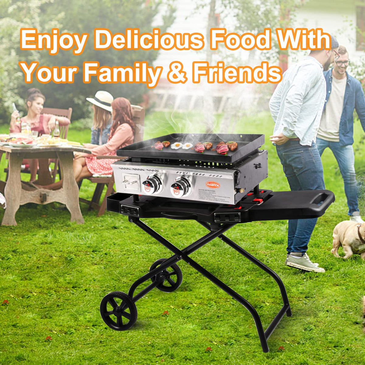 Hisencn Grill Stand for Weber Q1200, Q1000, Q2200, Q2400, Q2000 Series, Portable Grill Cart for Blackstone 17" 22" Table Top Griddles, Outdoor Grill Stand for Weber Grill,Griddle Stand for Blackstone