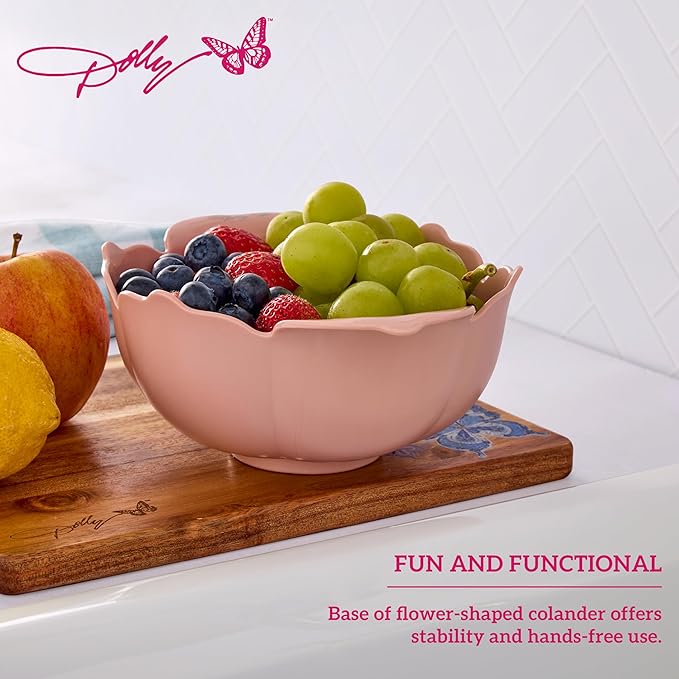 Dolly Parton Mini Colander – Flower-Shaped Berry Strainer with Butterfly Drainage Holes, Raised Base for Easy Rinsing, Dishwasher Safe