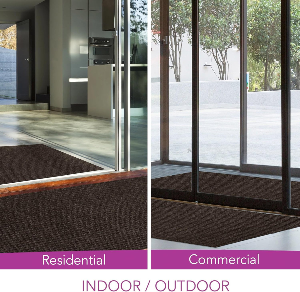 iCustomRug Spartan Weather Warrior Duty Indoor/Outdoor Utility Ribbed in 3ft,4ft,6ft Widths 70 Custom Sizes with Natural Non-Slip Rubber Backing 4'X8' in Brown