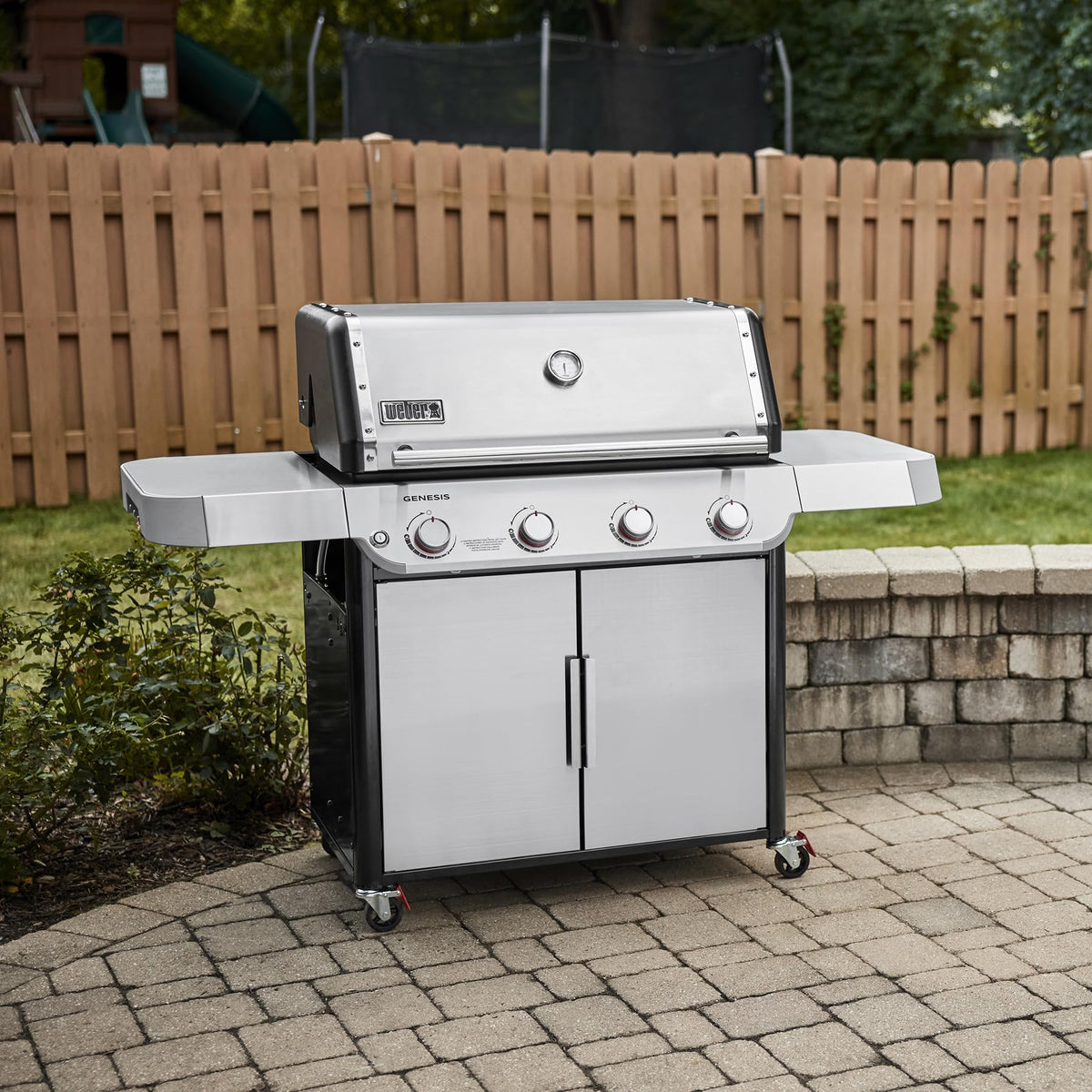 Weber Genesis S-415 Liquid Propane Gas Grill for Outdoor Grilling, 4 Burners, Stainless Steel