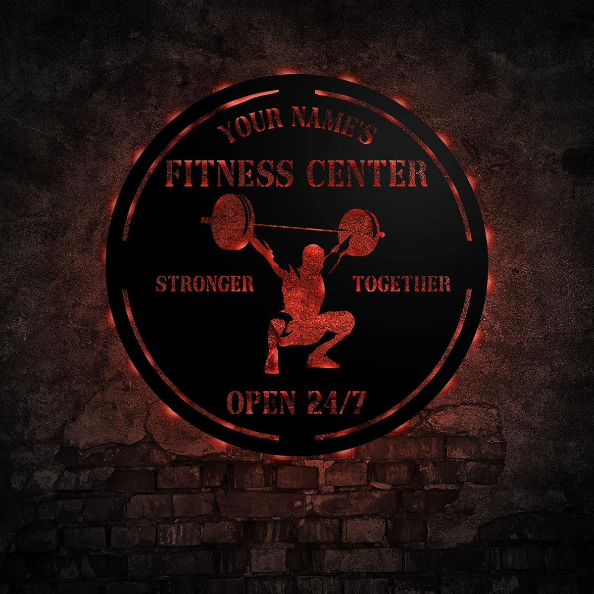 Personalized Home Gym LED Tin Metal Sign Multiple Sizes, Gym Sign Wall Decor, Exercise Workout Room Decor Fitness Center, Motivational Inspirational Hanging Wall Art Wall Plaque (04 w/lights)