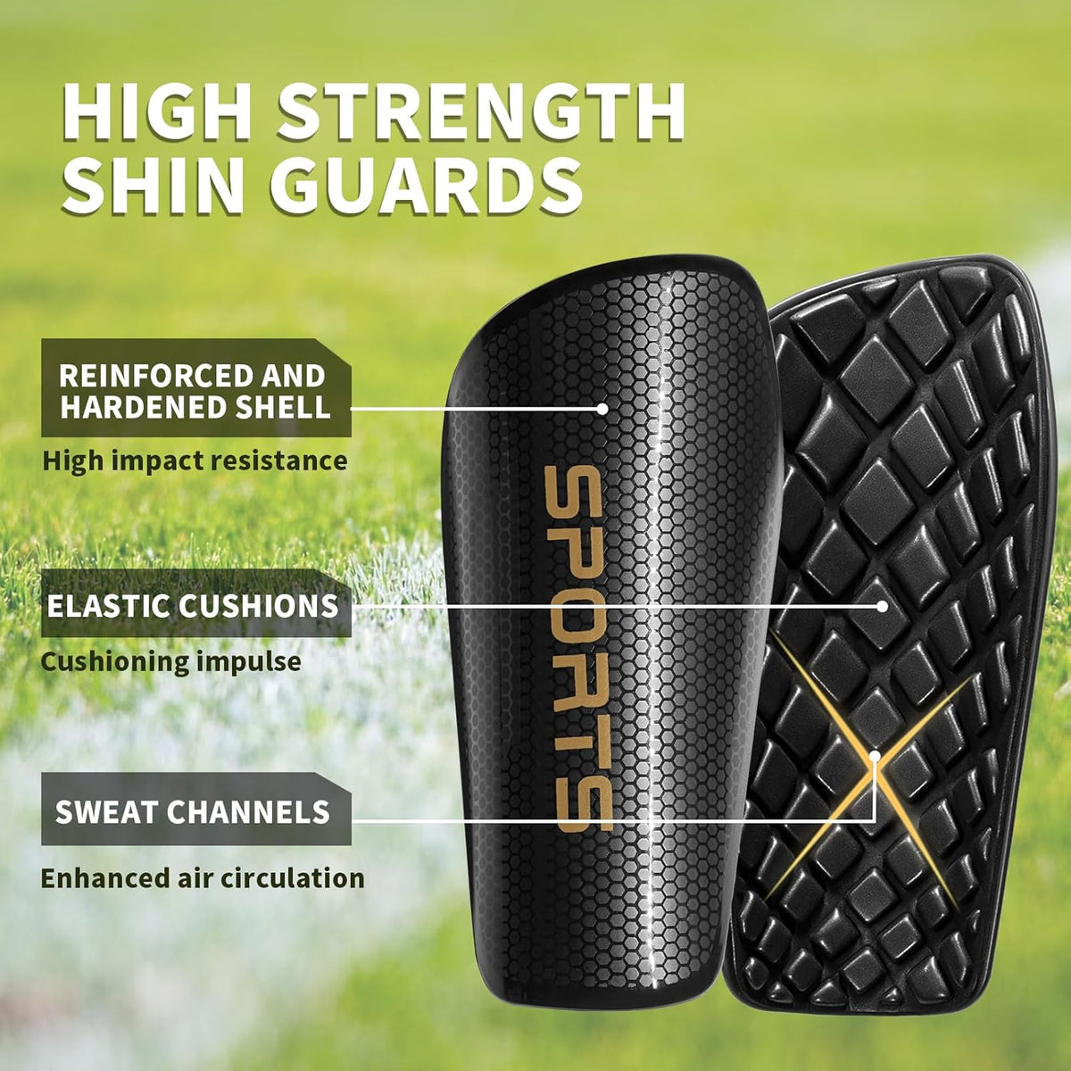 Soccer Shin Guards for Kids Youth Adults - Shin Pads and Sleeves with Optimized Insert Pocket for Boys Girls Men Women for Football Games - Protective Soccer Equipment