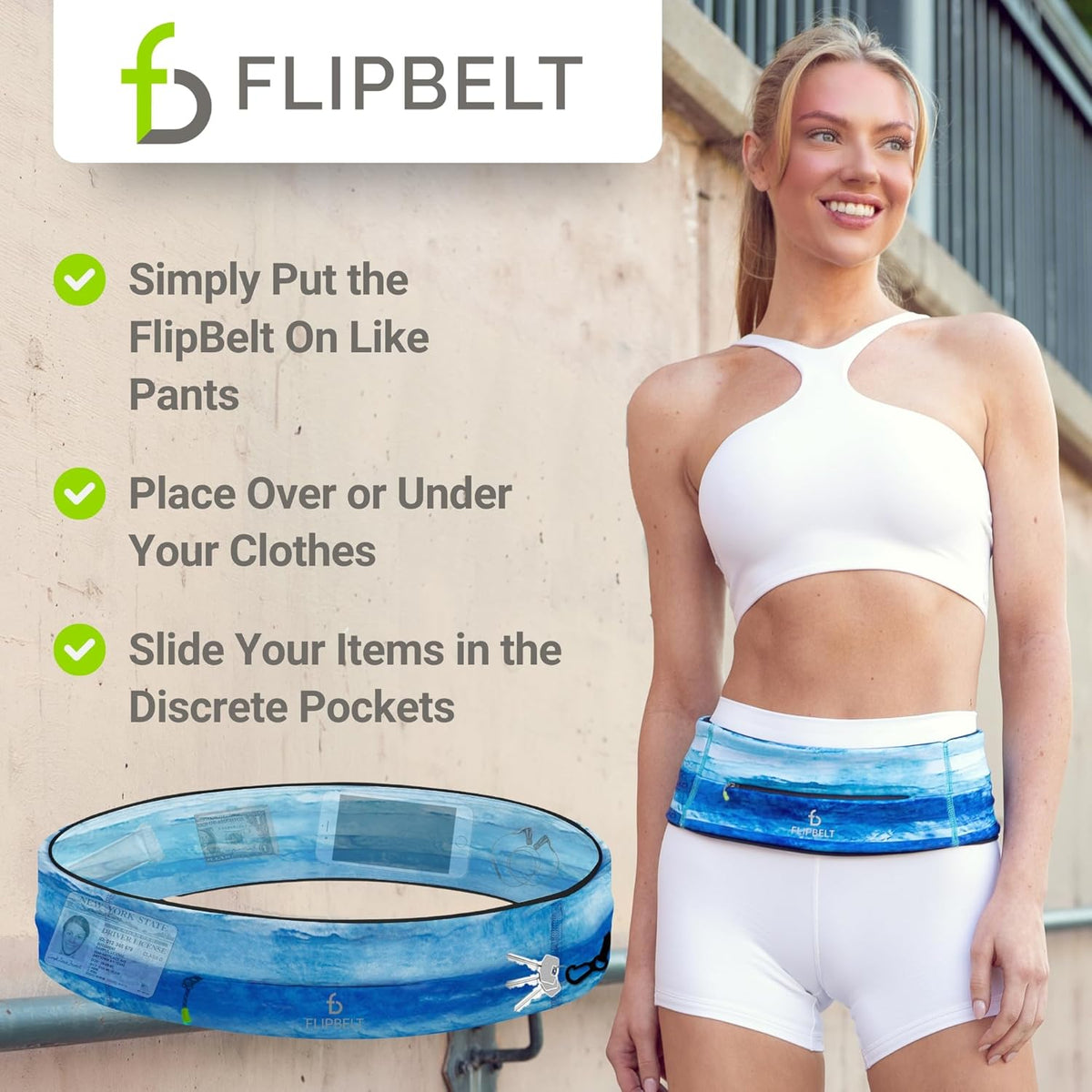 FlipBelt Zipper Running Belt, Waist Pack for Fitness and Running, US Company