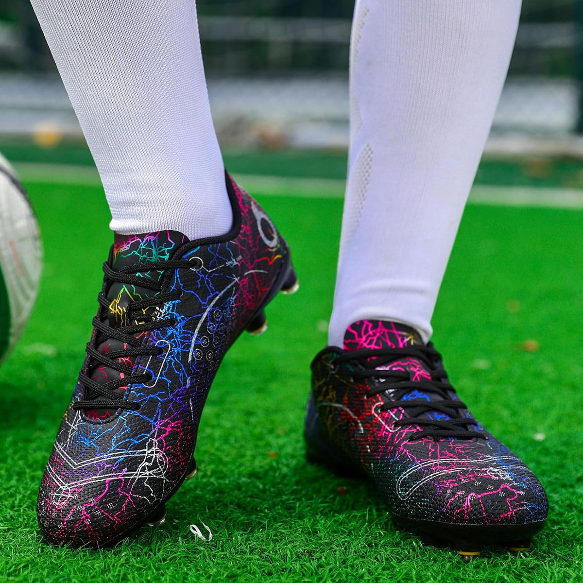 Boys' Soccer Shoes Kids Firm Ground Soccer Cleats Girls Athletic Sneakers Outdoor Turf Football Shoes for Little/Big Kid