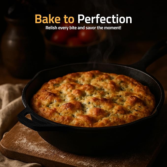 Utopia Kitchen Premium Cast Iron Skillets 12 Inch, Chef's Pan, Pre-Seasoned Frying Pan, Stovetop, Oven, Campfire and Grill Large Skillet, Even Heat Distribution Multipurpose Cast Iron Pan - Black