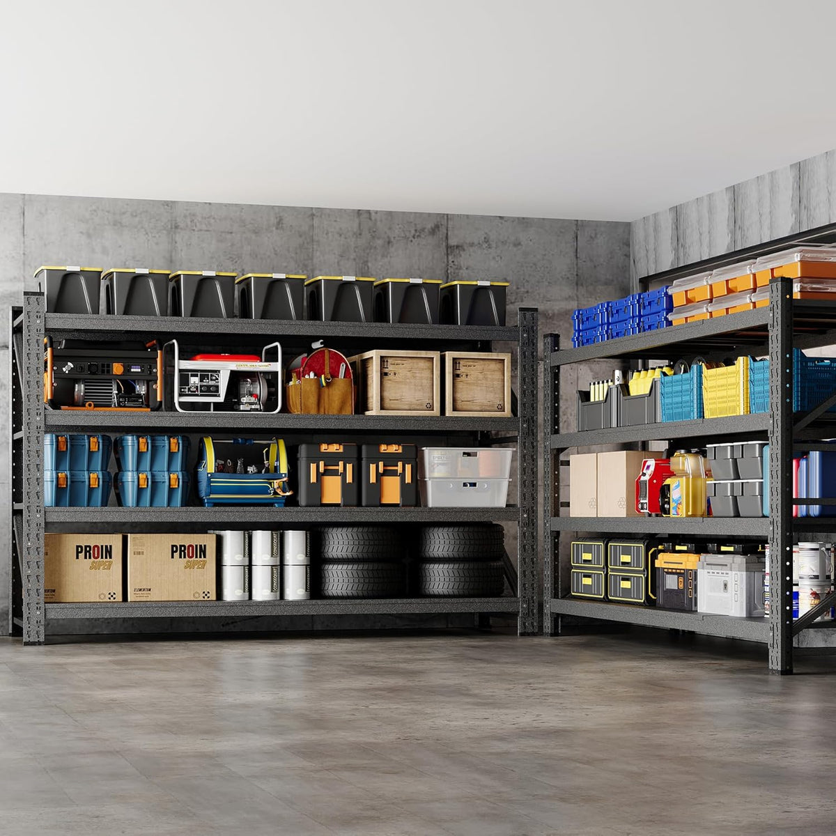 77" W Storage Shelves 9000lbs Garage Metal Shelving Heavy Duty Garage Shelves Adjustable Storage Shelves for Industrial, Factory,(77" W X 24" D X 70" H)