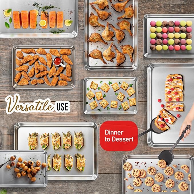 Eatex Aluminum Baking Sheet Set - 6 Pack Quarter Sheet Pans