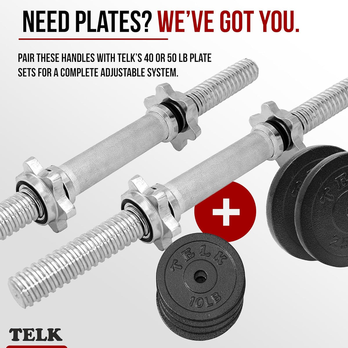TELK – Adjustable Dumbbell Set – Home Gym Weight Set with Baked Enamel Cast Iron Plates – Space-Saving Free Weights for Strength Training
