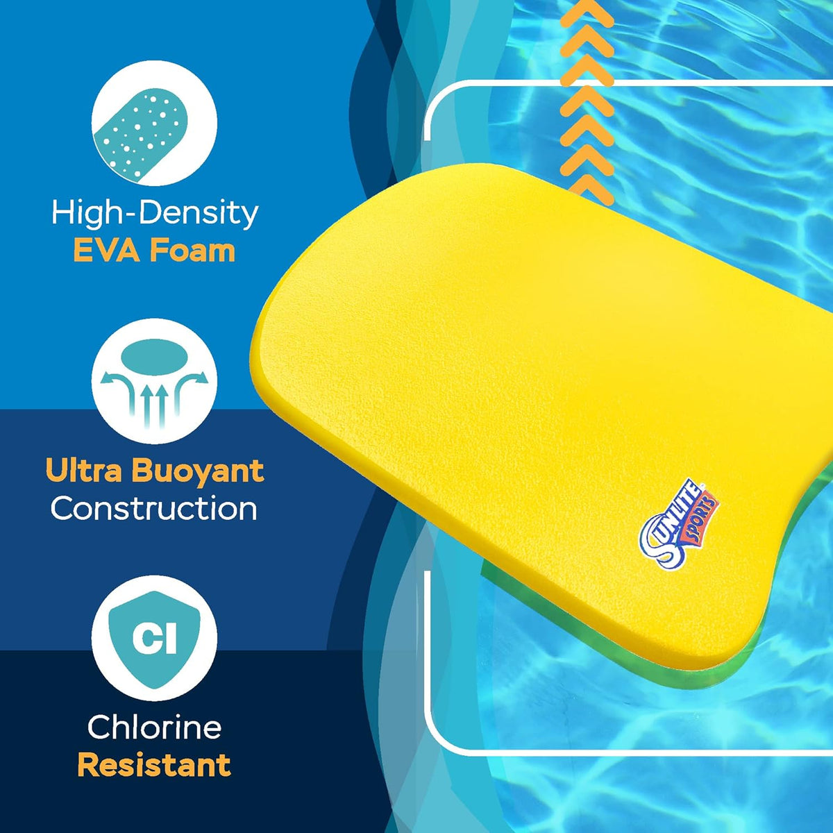 Sunlite Sports Swimming Kickboard - One Size Fits All - A Great Training Aid for Children and Adults