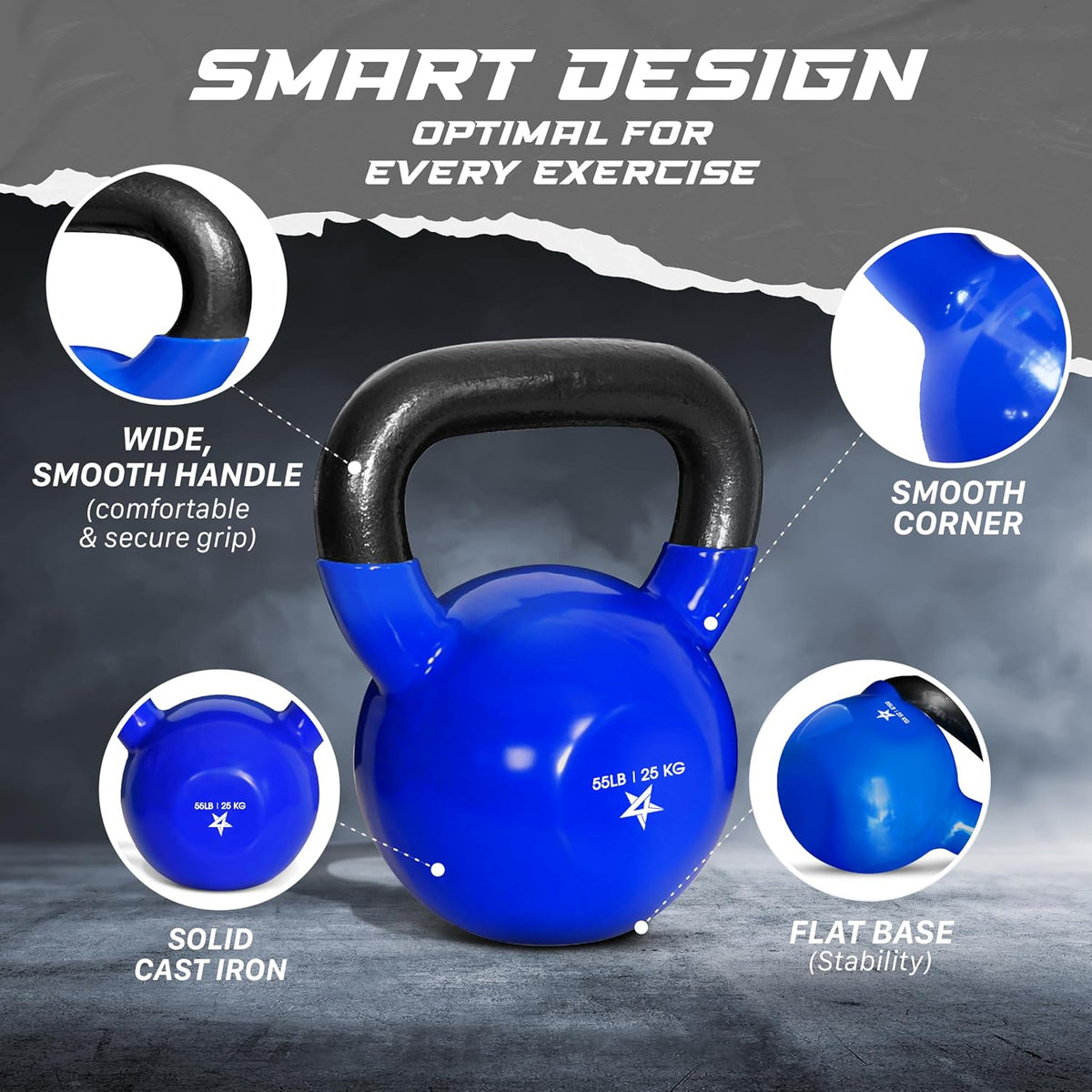 Yes4All 5-100 LB Kettlebells Vinyl Coated Cast Iron for Dumbbell Weights Exercises, Gym, Fitness, Full Body Workout Equipment Push up, Grip and Strength Training