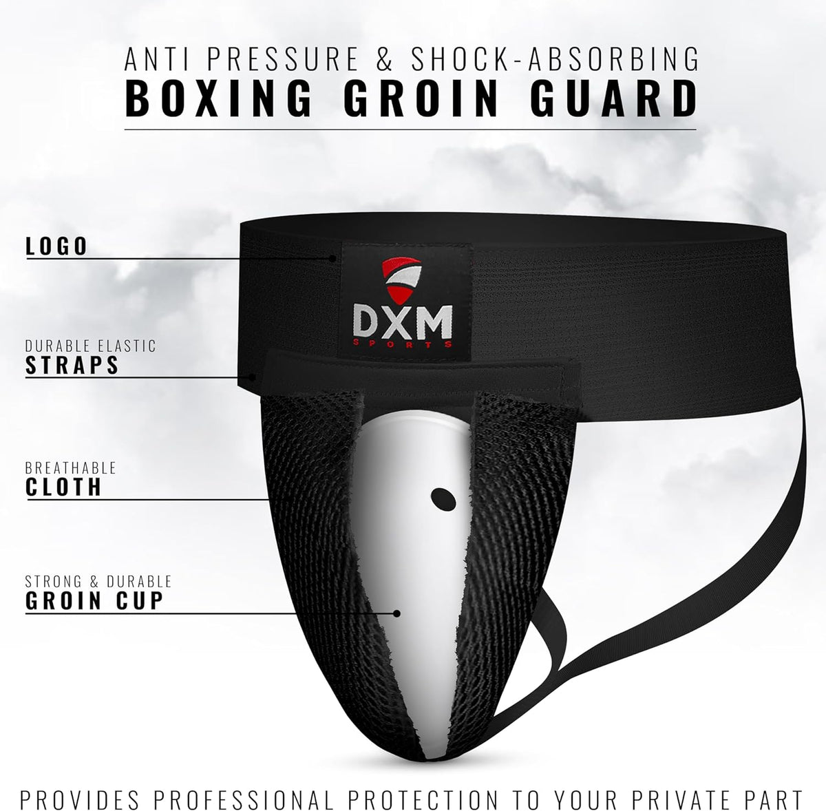 DXM SPORTS Boxing Groin Protector Men – Adjustable Groin Guard for Kickboxing, Taekwondo Sparring Gear, Muay Thai, Martial Arts Training