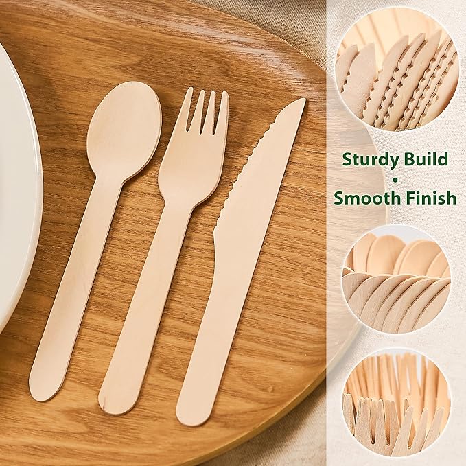 Wooden Spoons 1000 Pieces Bulk Pack | Heavy-Duty Birch Wood Disposable Spoons | Eco-Friendly, Sturdy & Plastic-Free for Catering and Food Service