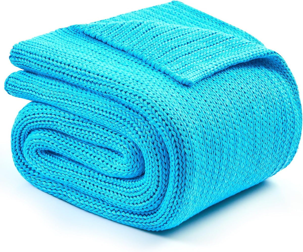 L'AGRATY Knitted Weighted Blanket - 60"x80" 20lbs Cooling Chunky Knit Heavy Blanket for Adults Braided Crochet Throw Thick Cable Yarn Knit Decorative No Beads Evenly Weighted Machine Washable