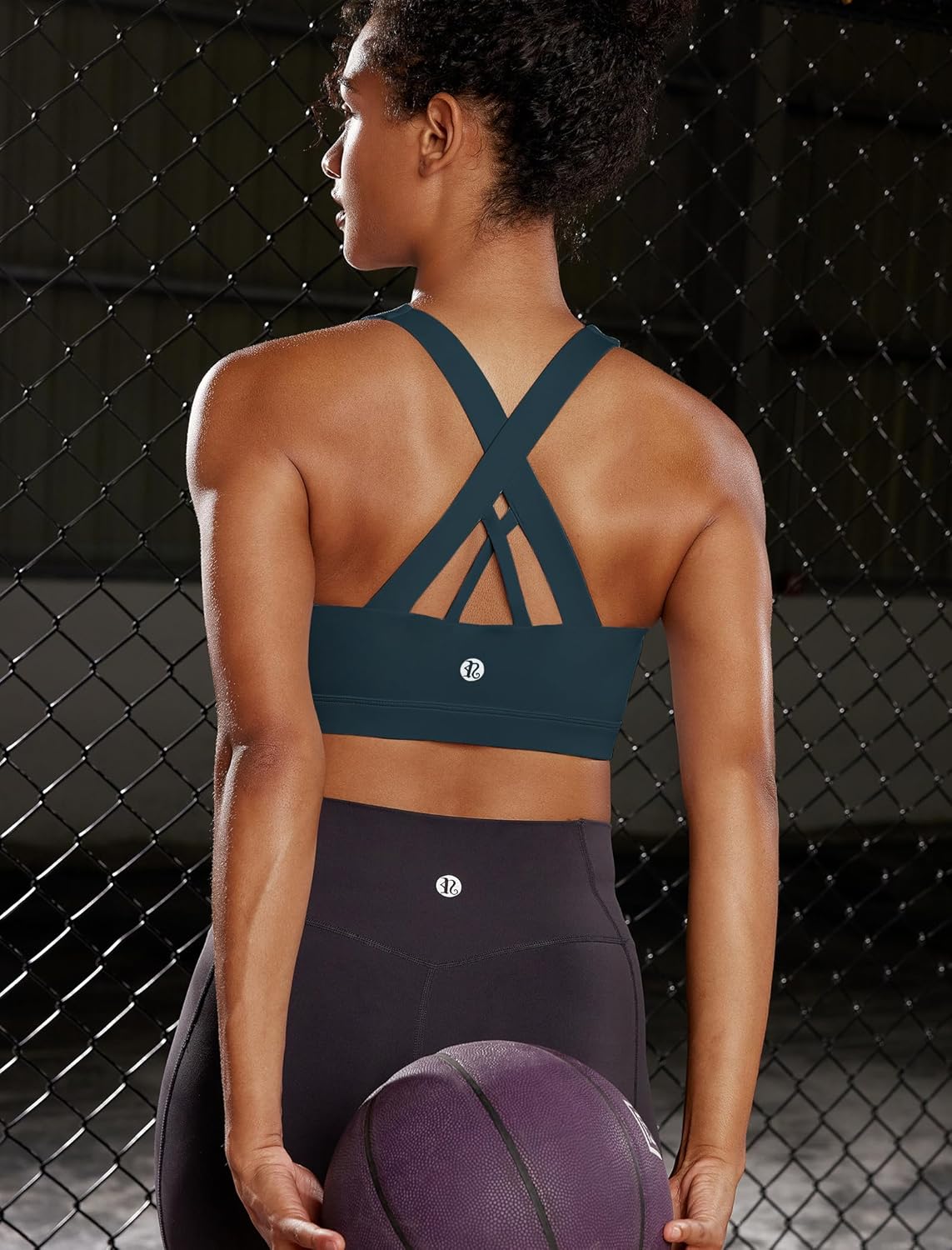 RUNNING GIRL Sports Bra for Women, Criss-Cross Back Padded Strappy Sports Bras Medium Support Yoga Bra with Removable Cups