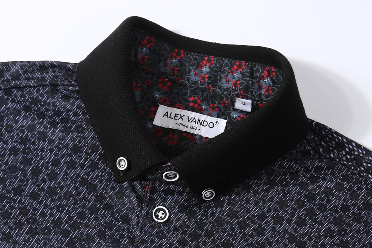 Alex Vando Mens Polo Shirts Short Sleeve Regular Fit Fashion Designed Shirt